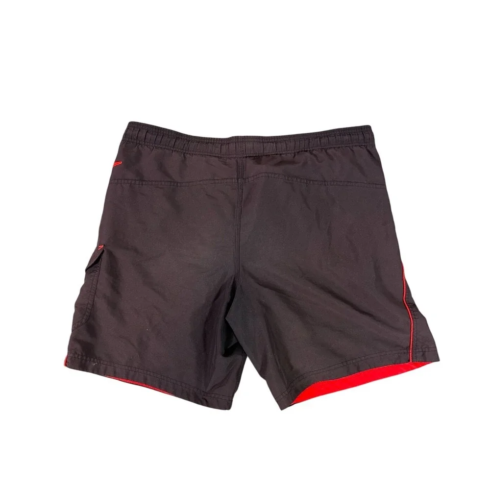 Y2K Speedo Men's Swim Trunks Board‎ Shorts Black Red L